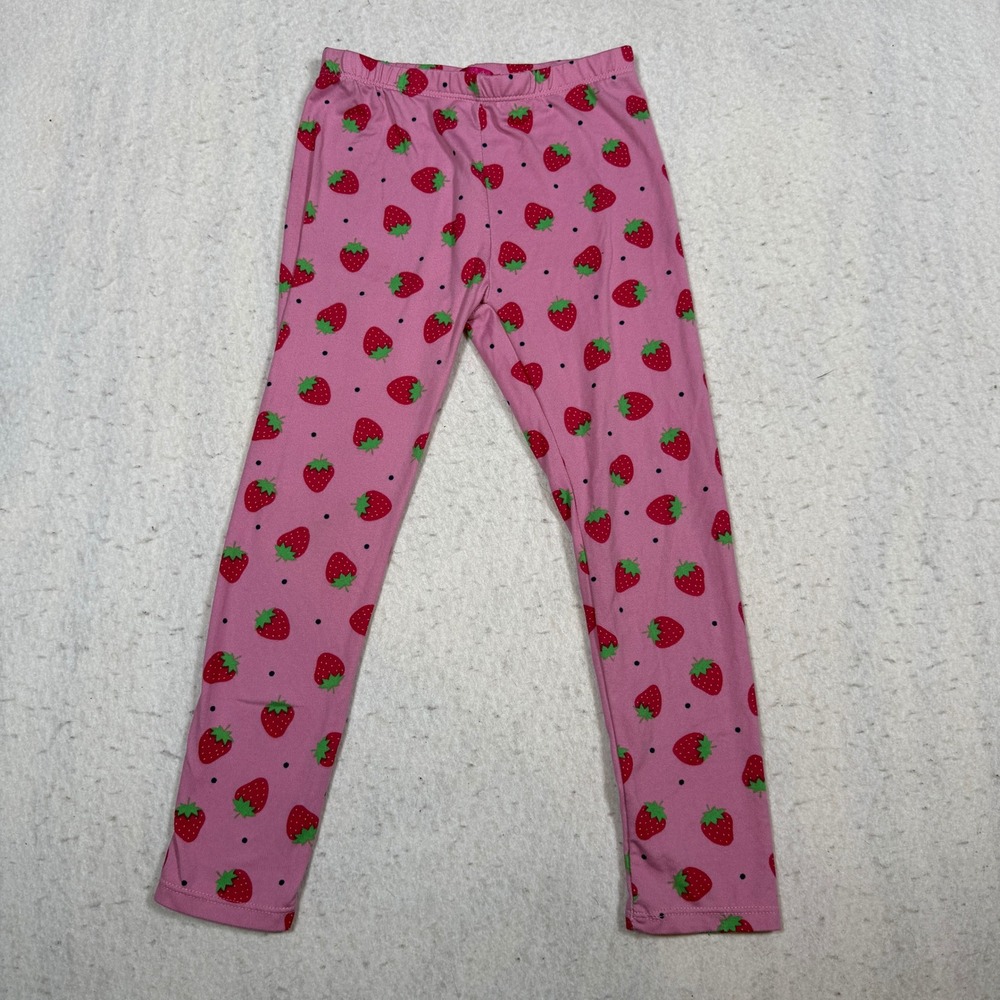 Emma & Elsa Girls Pink Strawberry Polka Dot Leggings Pants Size 6/6X KDB230911X